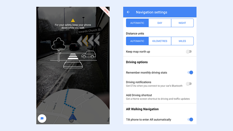 Google te anima a inclinar tu móvil hacía abajo para activar el modo de realidad aumentada.